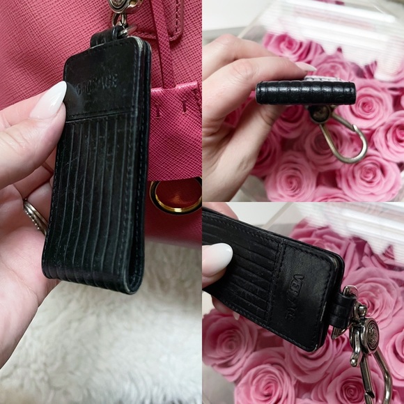 Authentic Gianni Versace Vintage Medusa Black Leather Key Holder / Bag Charm - Picture 9 of 11